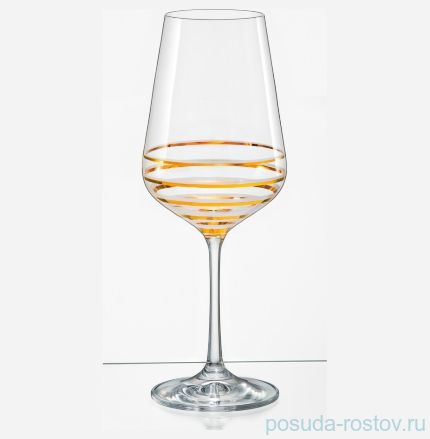 Набор для вина 3 предмета (декантер 1,5 л + 2 бокала по 450 мл) &quot;Сандра /Жёлтые и золотые полосы&quot; / 132121