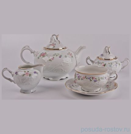 Чайный сервиз на 6 персон 15 предметов низкая чашка &quot;Тулип /Нежность&quot; / 002341