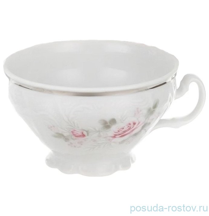 Чашка 220 мл 1 шт "Бернадотт /Серая роза /платина" увеличенная ручка / 116902 Чашка 220 мл 1 шт "Бернадотт /Серая роза /платина" увеличенная ручка / 116902