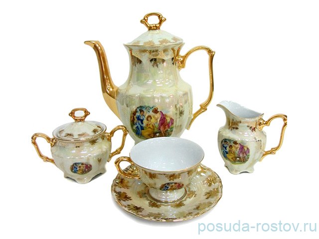 Кофейный сервиз на 6 персон 15 предметов  Cmielow "Мария-Тереза /Мадонна перламутр 2" / 109765