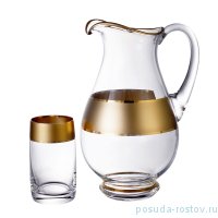 Набор для воды 7 предметов (кувшин 1,5 л + 6 стаканов по 250 мл) &quot;Матовая полоса /золото&quot; AS Crystal / 153825