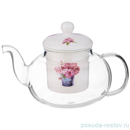Заварочный чайник 650 мл с фарфоровым ситом &quot;Тюльпаны&quot; / 339062