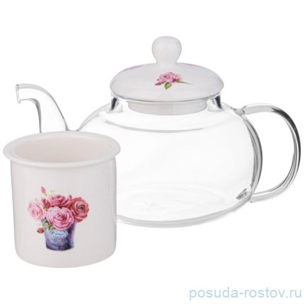 Заварочный чайник 650 мл с фарфоровым ситом &quot;Тюльпаны&quot; / 339062