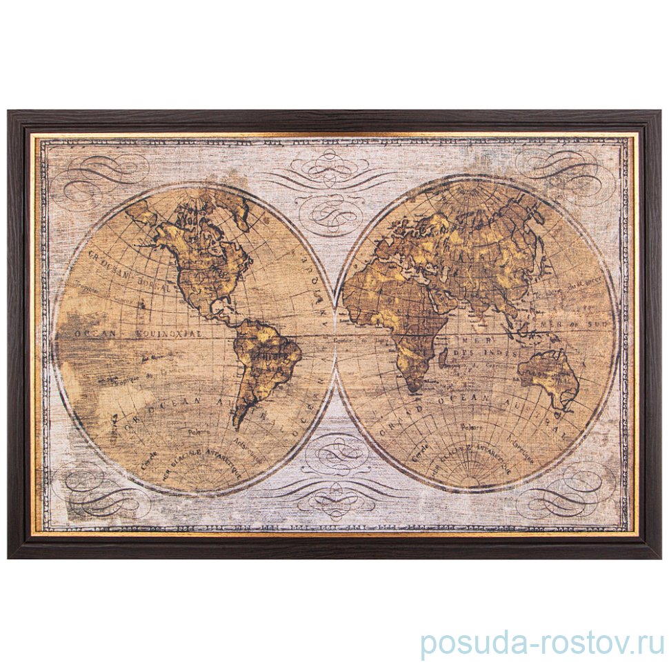 Картина 60 х 90 см "Карта" /рамка венге с золотом / 270159