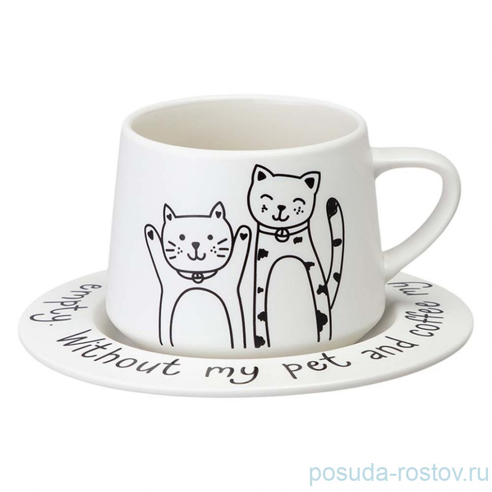 Чайный набор lefard на 1 персону коты цвет белый / 362684