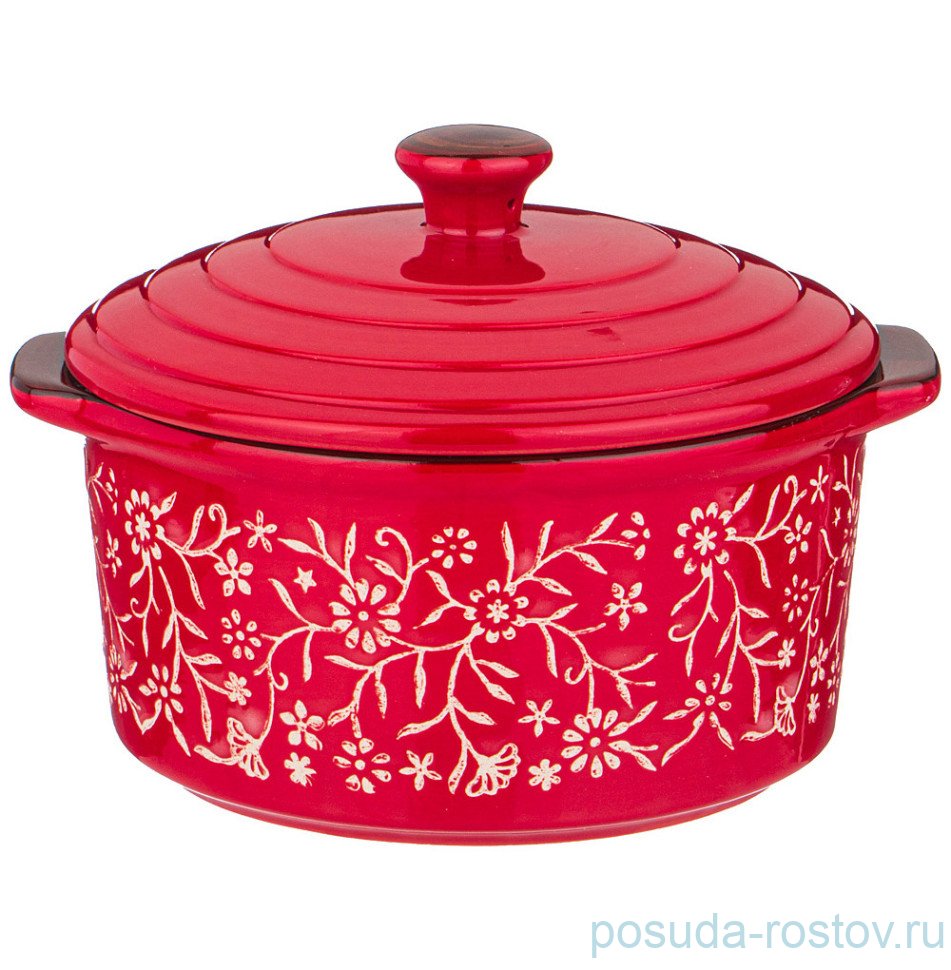 Гоpшочек для запекания 16 х 14 х 11 см  600 мл красный / 312762