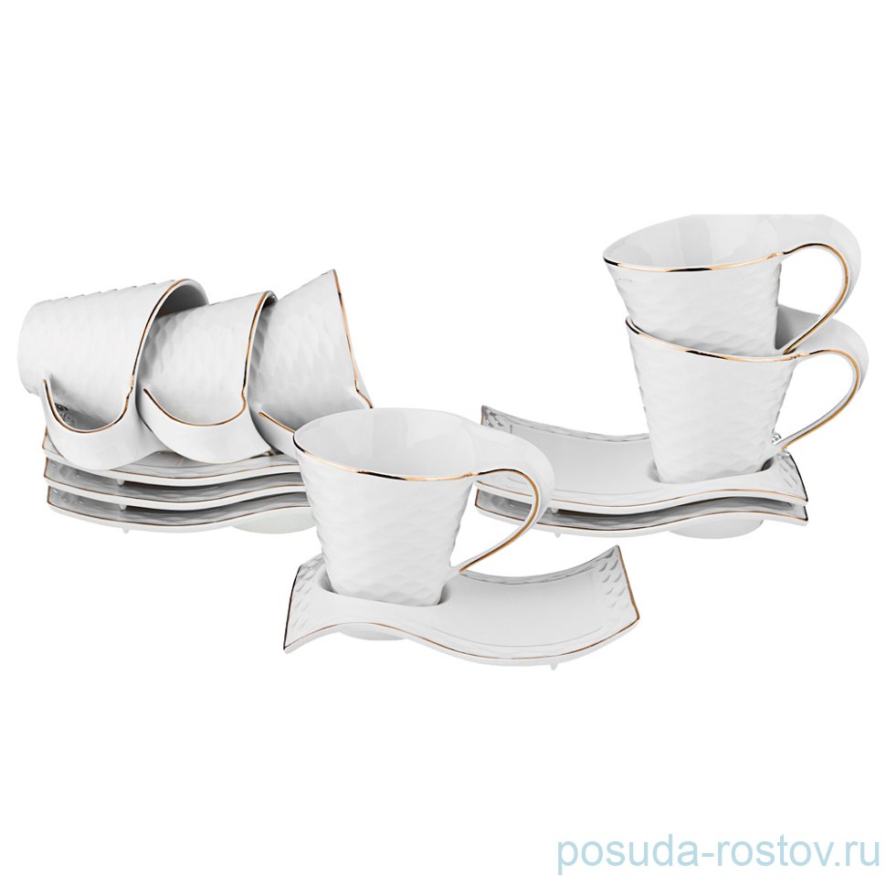 Набор чайных пар 220 мл 6 шт "золотая отводка" / 190463 Набор чайных пар 220 мл 6 шт "золотая отводка" / 190463