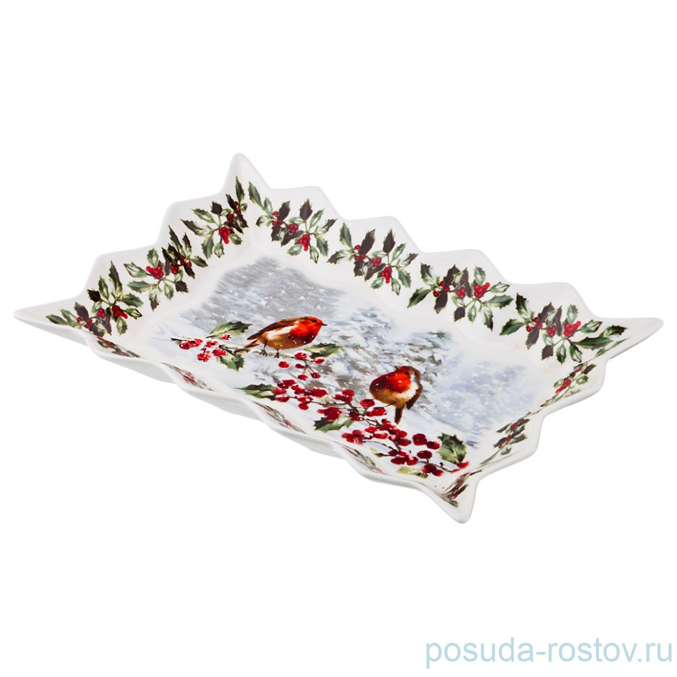 Блюдо 25 х 17 х 3 см прямоугольное "Снегири" / 194766 Блюдо 25 х 17 х 3 см прямоугольное "Снегири" / 194766