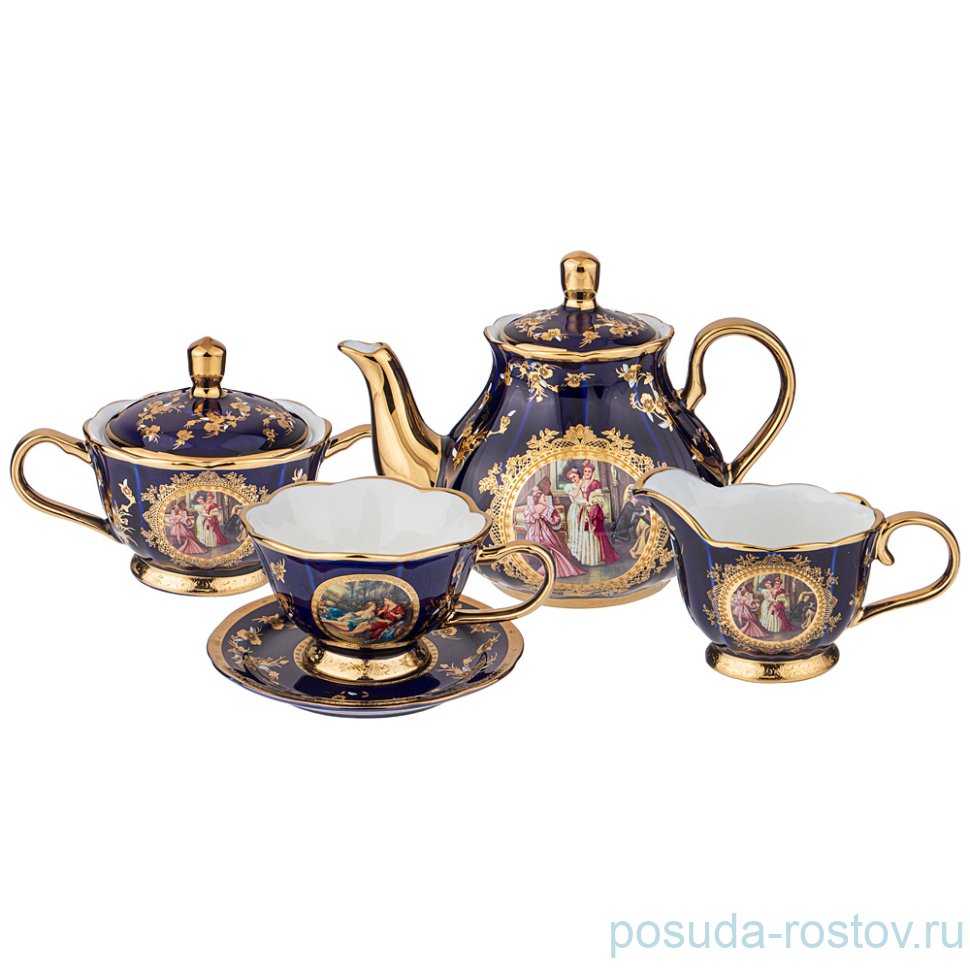Чайный сервиз на 6 персон 15 предметов "кобальт /светское общество" / 251175 Чайный сервиз на 6 персон 15 предметов "кобальт /светское общество" / 251175